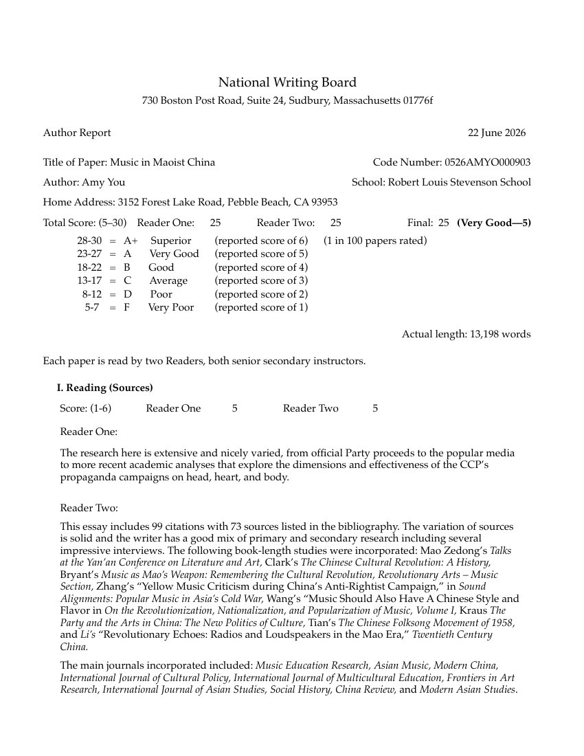 First page of the nwb evaluation